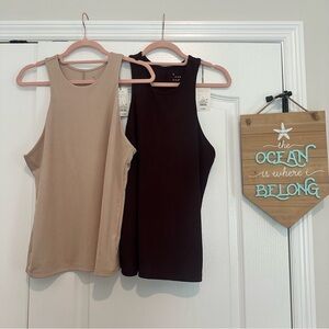 A New Day Ribbed Tank Set Brown and Tan Sz Lg NWT